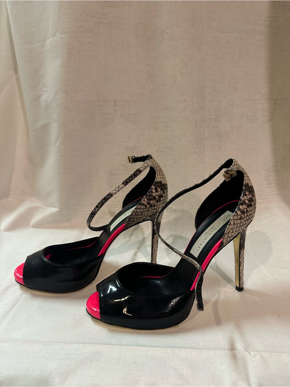 Stella McCartney Peep Toe Slingback Pump Black/Pink Size 7
